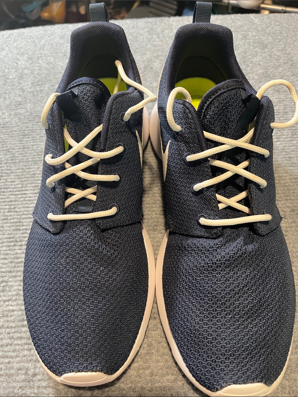 Men's Navy Knit Sneakers with white Laces
